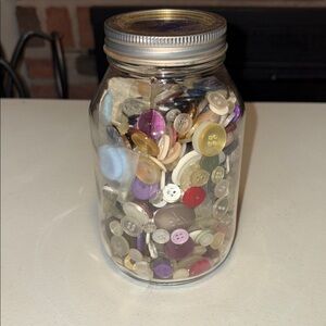 Vintage Button Collection in Quart Jar
